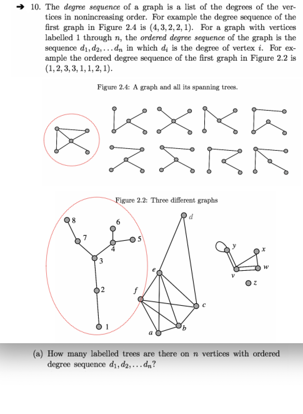 Solved 10. The degree sequence of a graph is a list of the