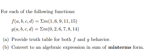 Solved For each of the following functions: | Chegg.com