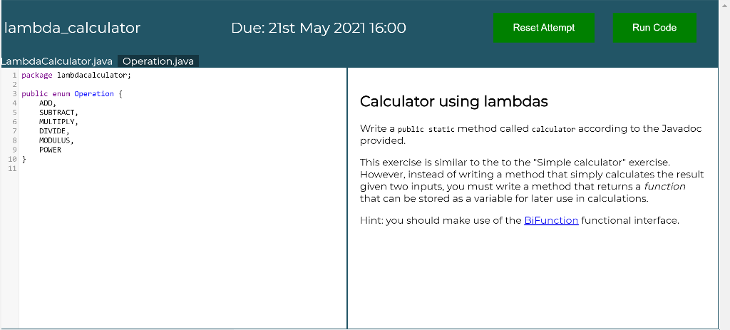 Solved Lambda Calculator Due 21st May 21 16 00 Reset Chegg Com