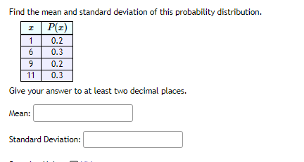 Solved Find The Mean And Standard Deviation Of This 