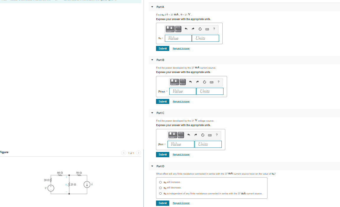 Solved Part A Find the power developed by the current source | Chegg.com
