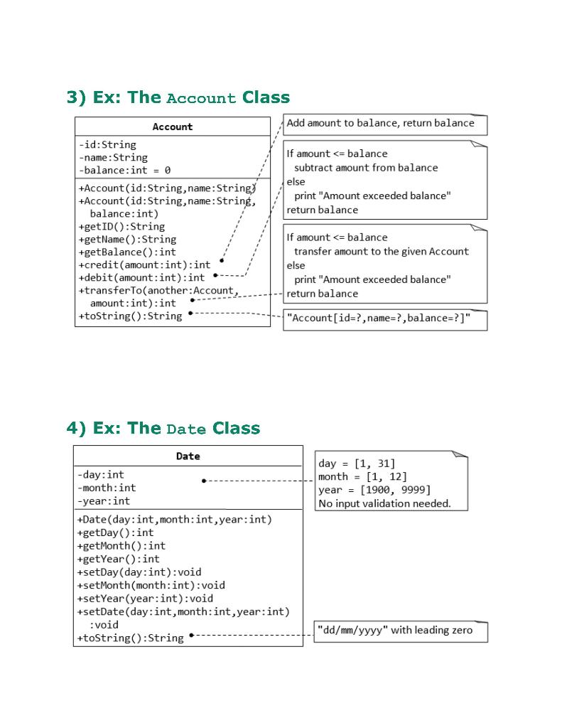 Solved 3) Ex: The Account Class Add amount to balance, | Chegg.com