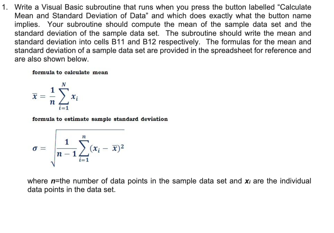 Solved 1. Write a Visual Basic subroutine that runs when you | Chegg.com