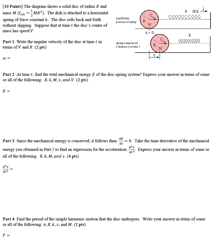 Solved K Ok I 0001 Equilibrium Position Of Spring R M Chegg Com