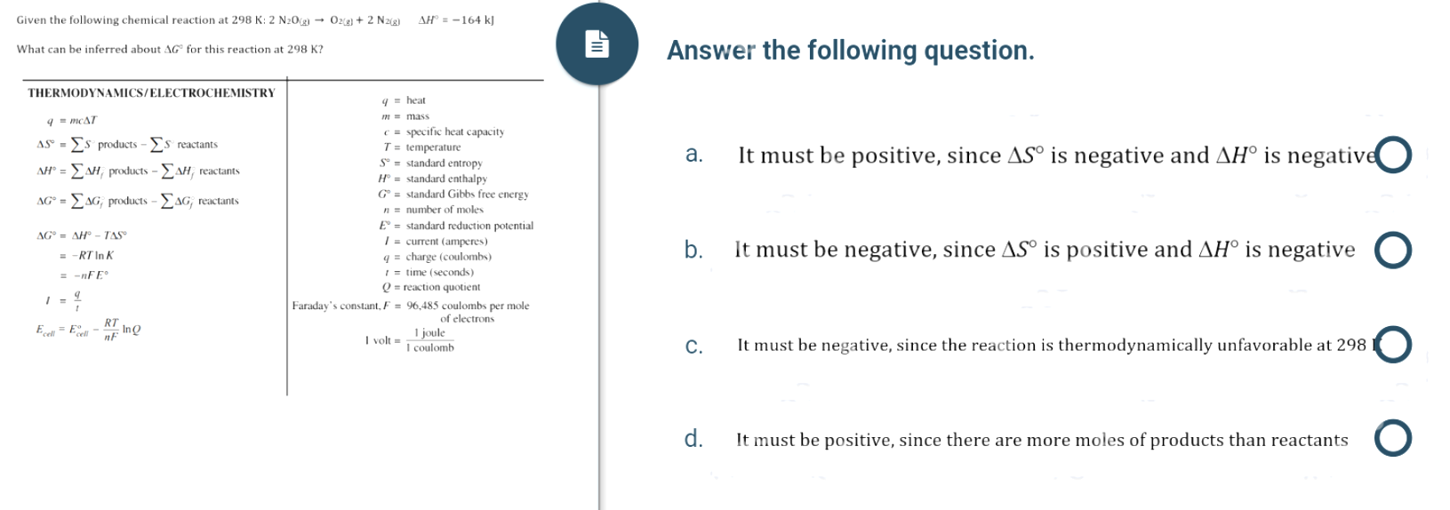 Solved Given The Following Chemical Reaction At 298 K 2 Chegg Com