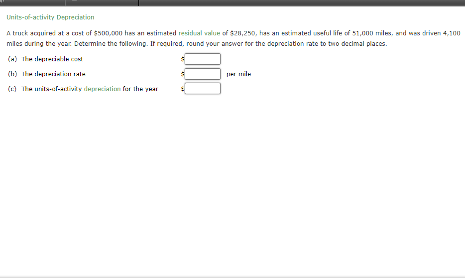 Solved Unitsofactivity Depreciation A truck acquired at a