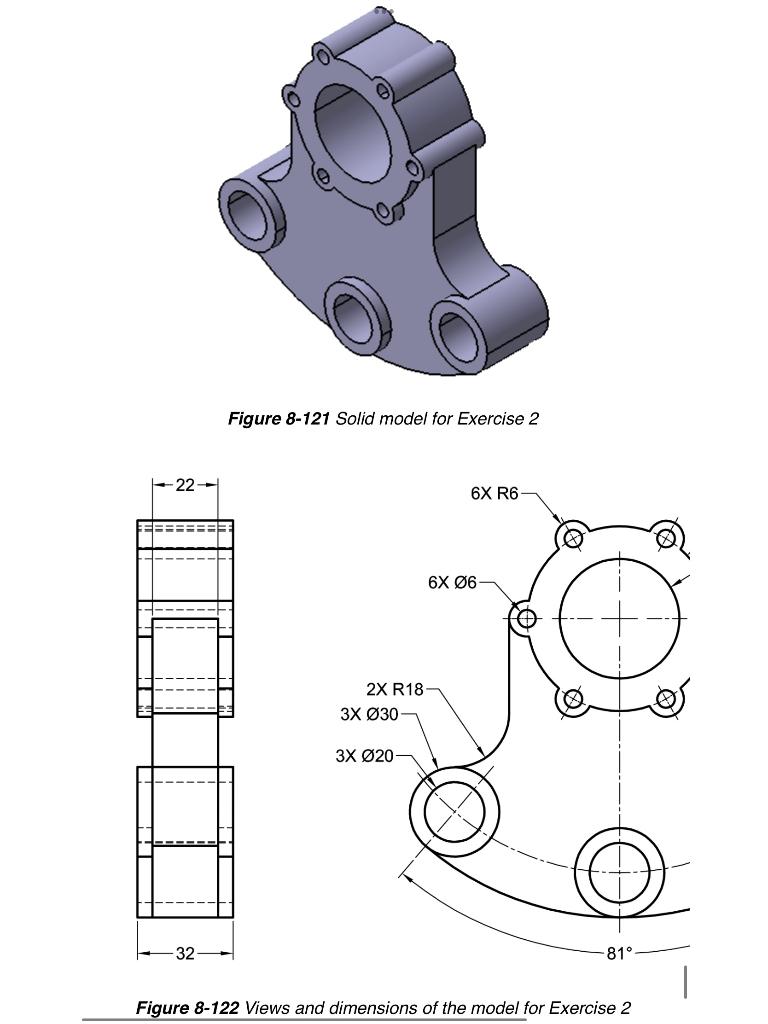 Solved Figure 8-121 Solid model for Exercise 2 Figure 8-122 | Chegg.com