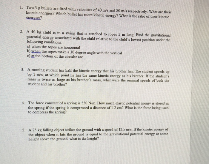 Solved 1. Two 3 G Bullets Are Fired With Velocities Of 40 