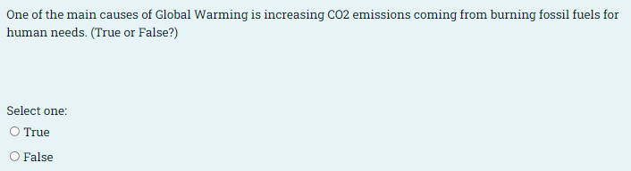 Solved One of the main causes of Global Warming is | Chegg.com