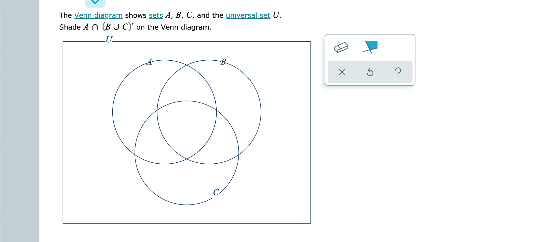 Solved The Venn Diagram Shows Sets A, B, C, And The | Chegg.com