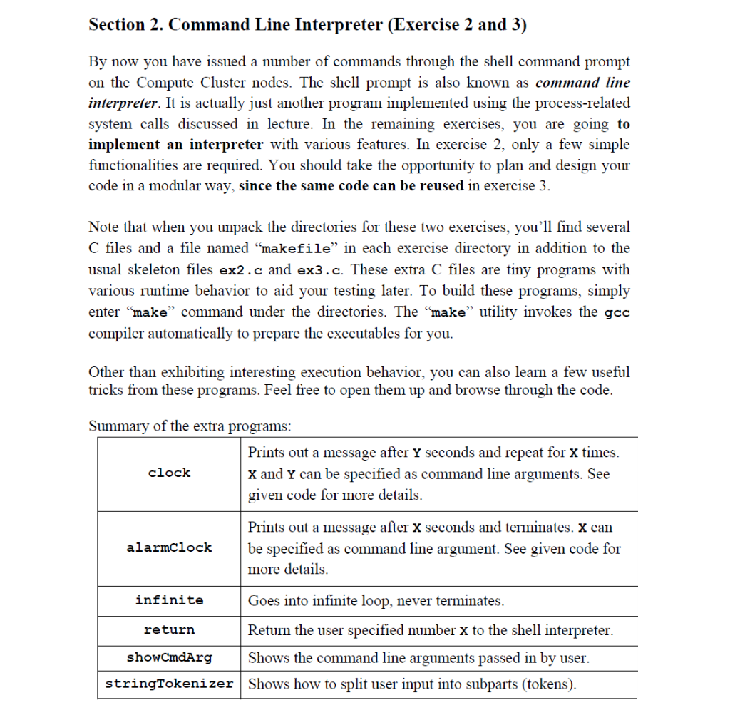 Section 2. Command Line Interpreter (Exercise 2 and | Chegg.com