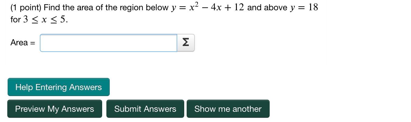 Solved 1 Point Find The Area Of The Region Below Y X2 Chegg Com