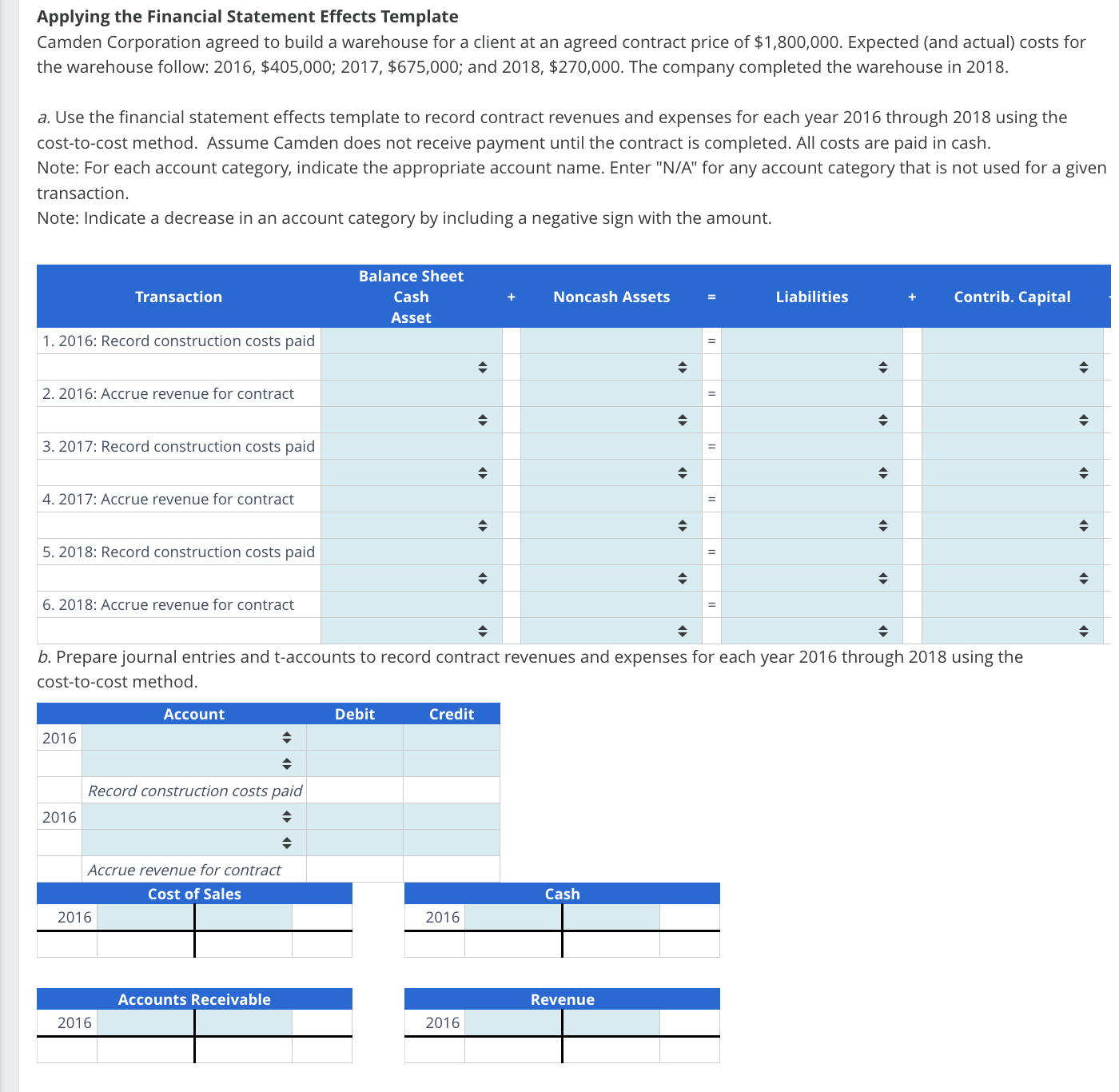 Solved Applying The Financial Statement Effects Template 4116