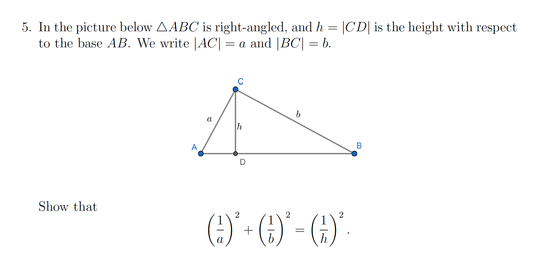 Solved 5. In the picture below ABC is right-angled, and | Chegg.com