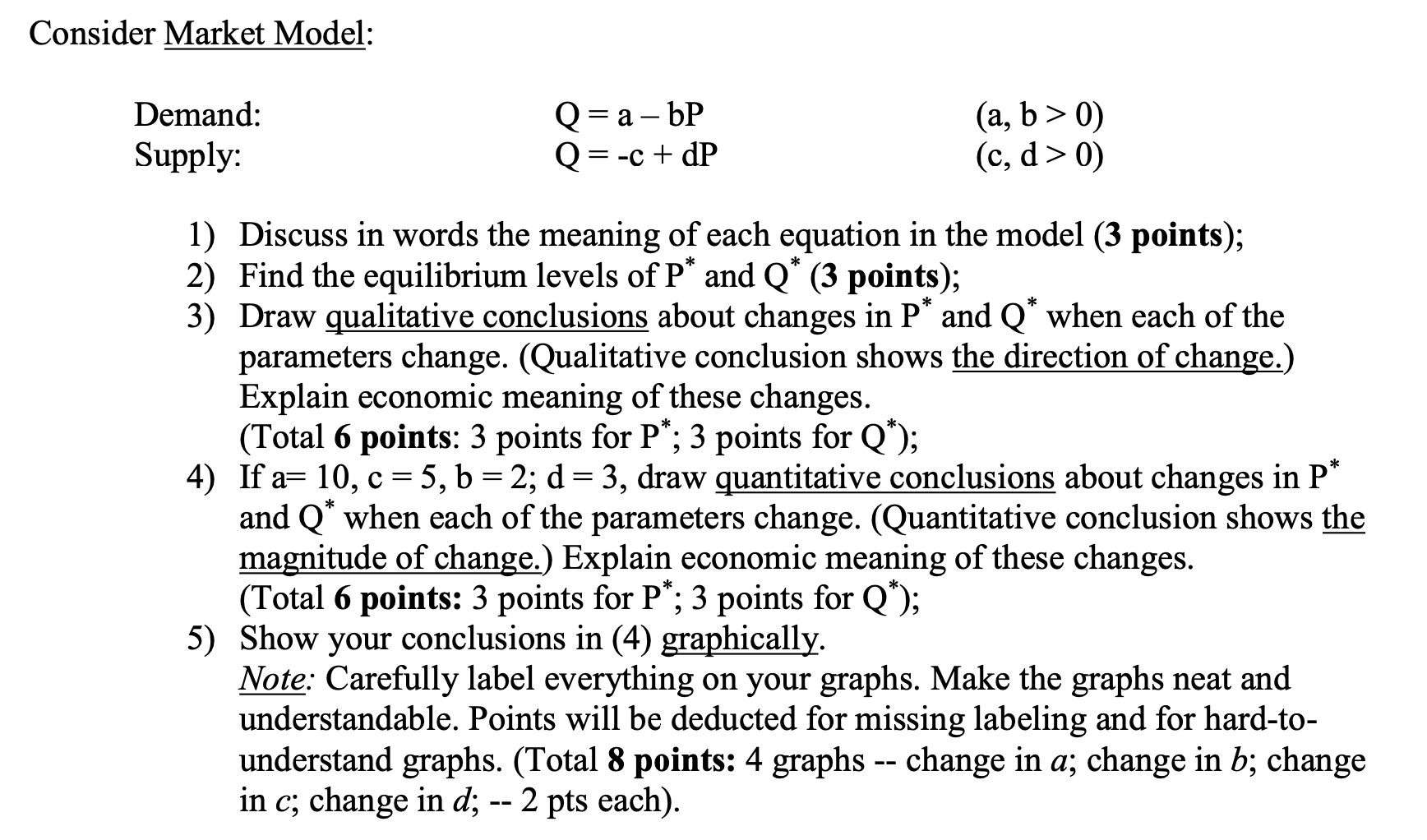 Solved Consider Market Model: Demand: Supply: Q= a - bP | Chegg.com