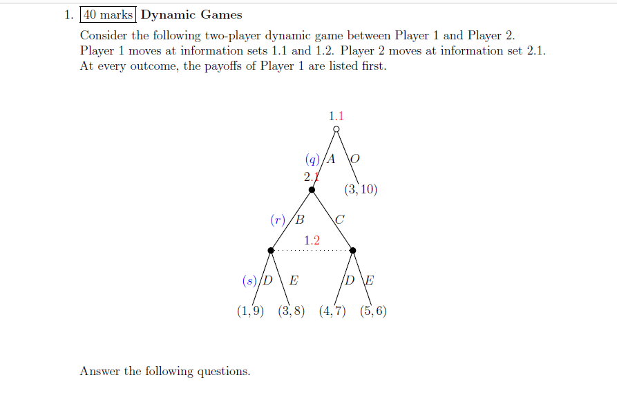 Solved Comprehensive form games Consider the dynamic game