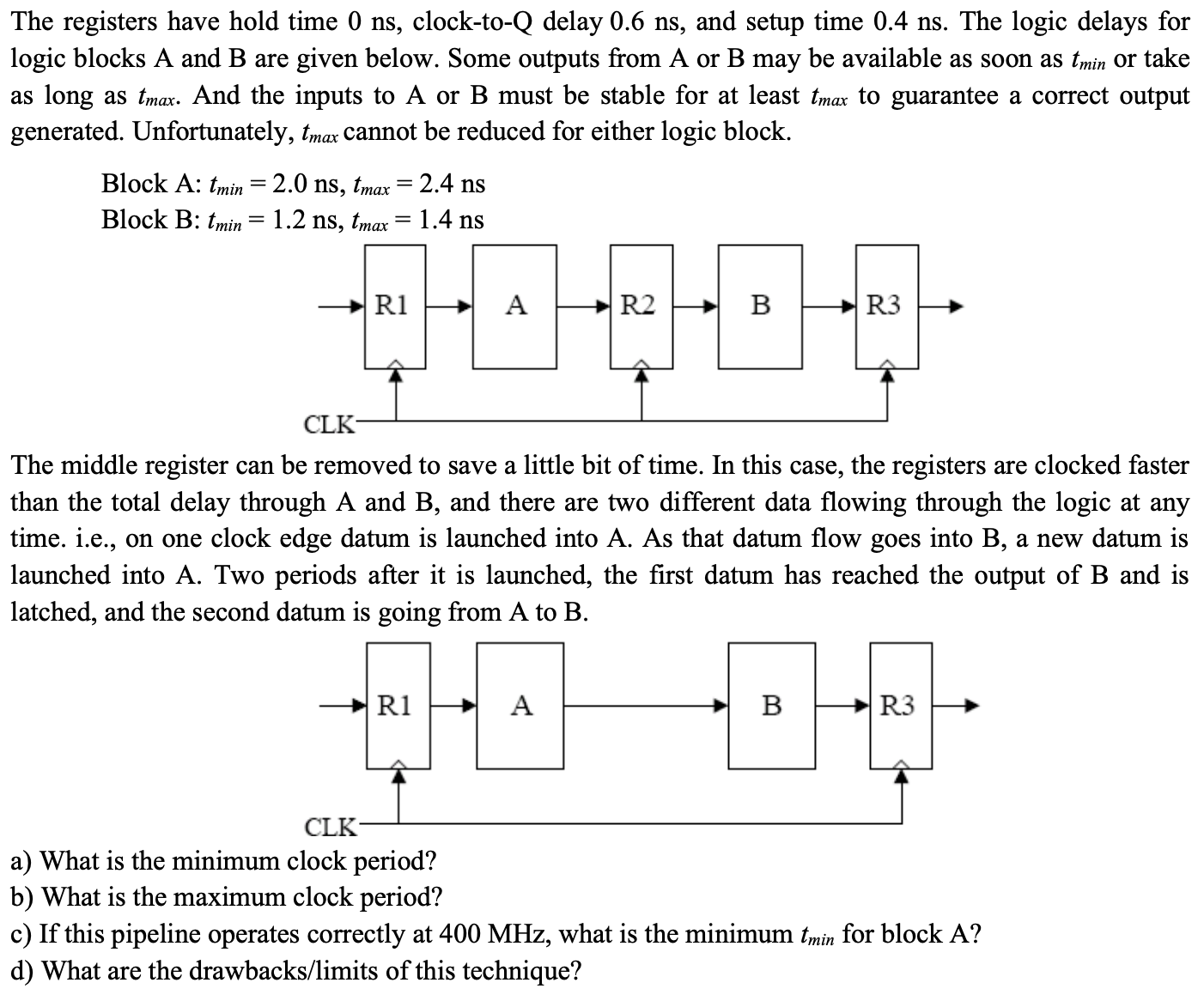 Solved The registers have hold time 0 ns, clocktoQ delay