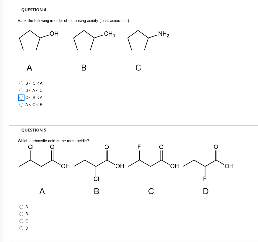 Solved QUESTION 4 Rank the following in order of increasing | Chegg.com