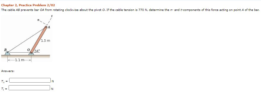 Solved Chapter 2, Practice Problem 2/02 The Cable AB | Chegg.com