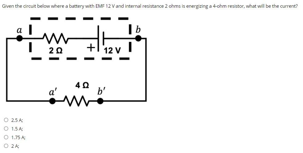 Solved Given the circuit below where a battery with EMF 12 V | Chegg.com