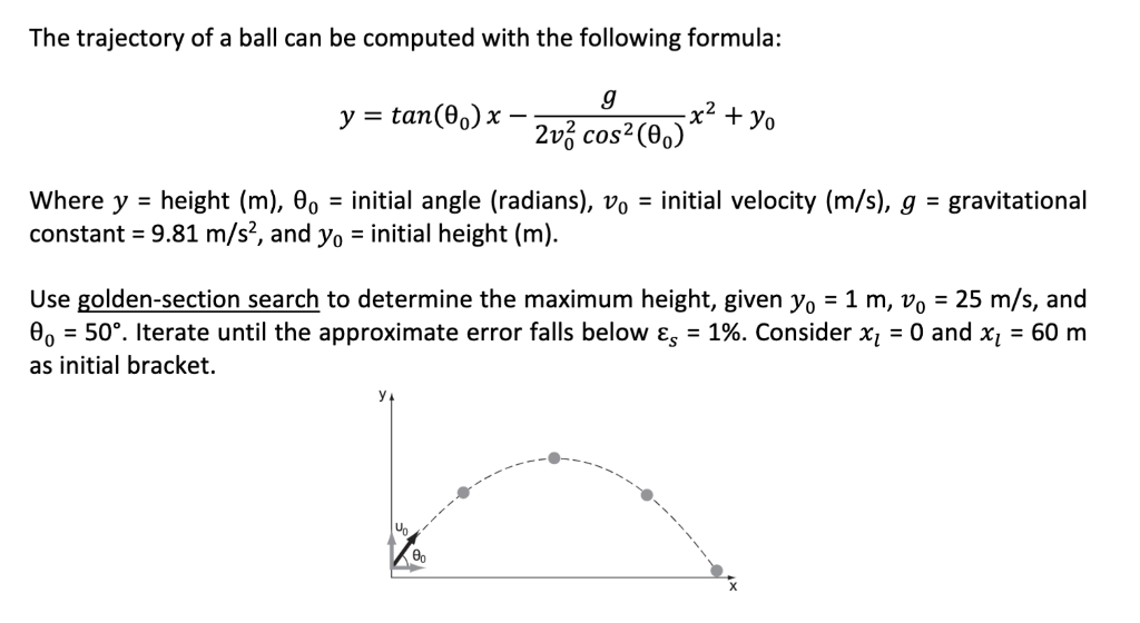 Solved The Trajectory Of A Ball Can Be Computed With The