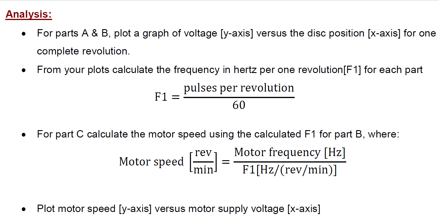 Graph of revolution per minute (rpm) versus voltage (V) when
