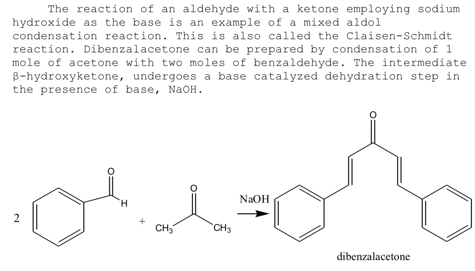 benzaldehyde and acetone