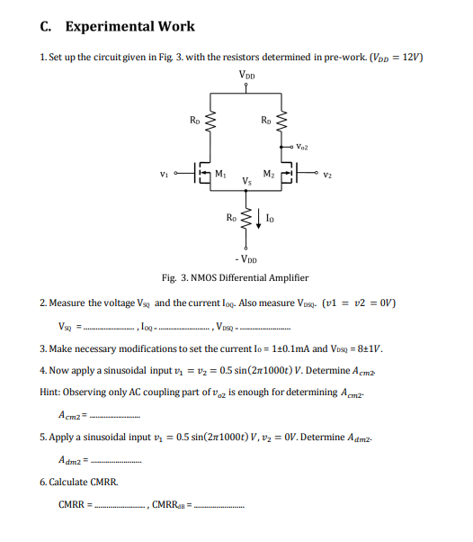 C. Experimental Work 1. Set up the circuit given in | Chegg.com