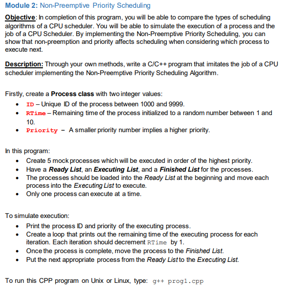 Solved Module 2: Non-Preemptive Priority Scheduling | Chegg.com