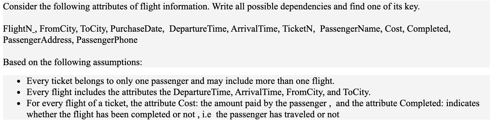 Solved Consider the following attributes of flight | Chegg.com