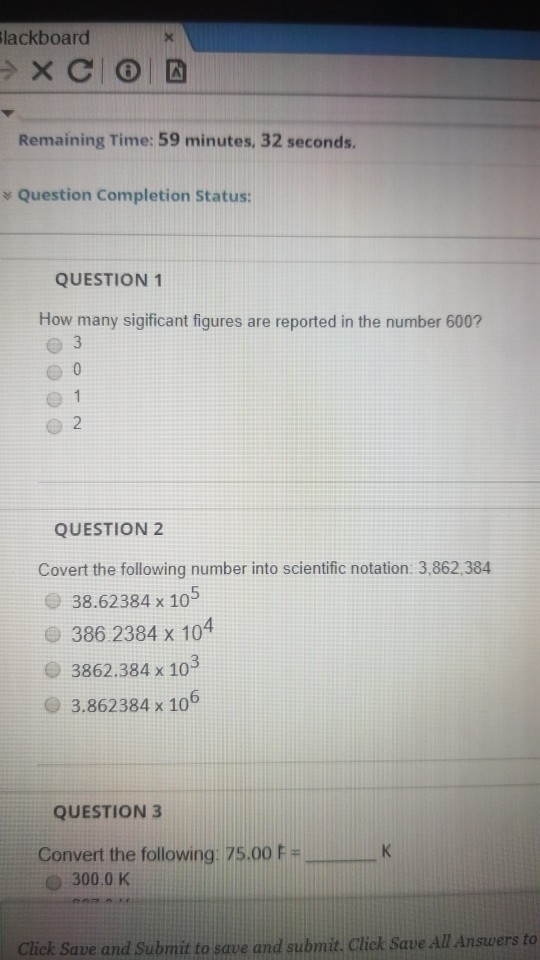 Solved Blackboard Remaining Time: 59 minutes, 32 seconds. * | Chegg.com