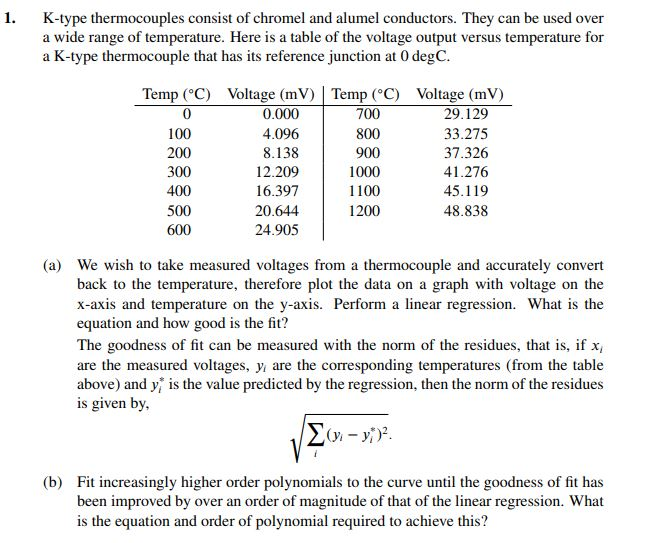 Solved 1. K-type thermocouples consist of chromel and alumel | Chegg.com