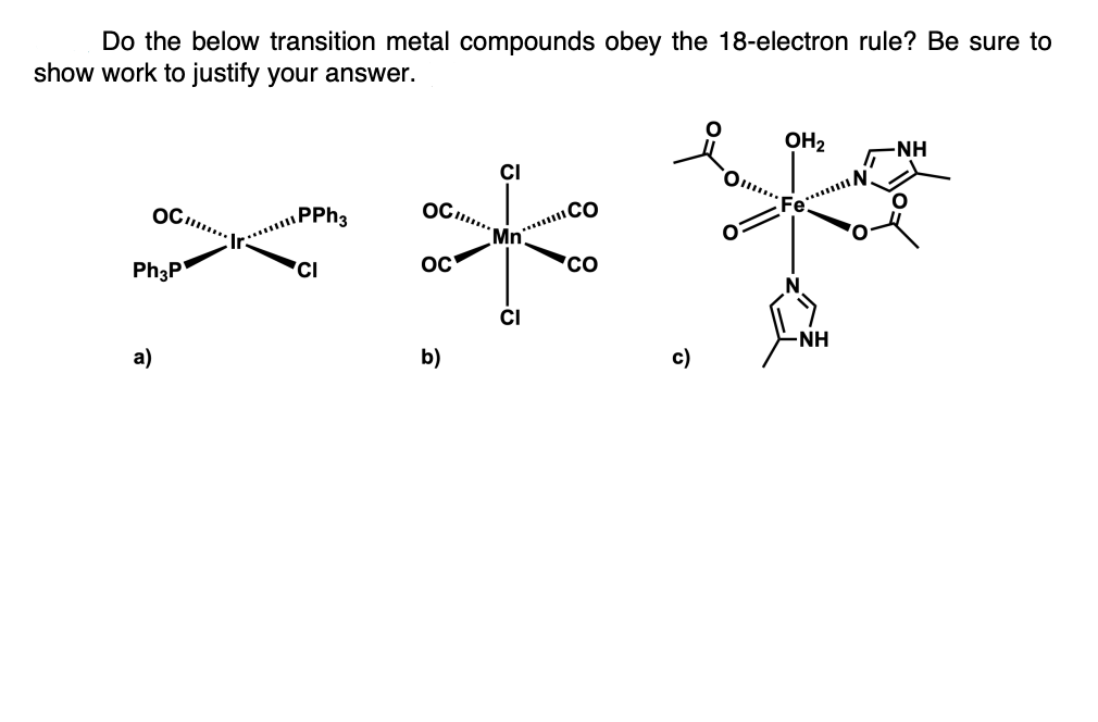 Solved Do the below transition metal compounds obey the | Chegg.com