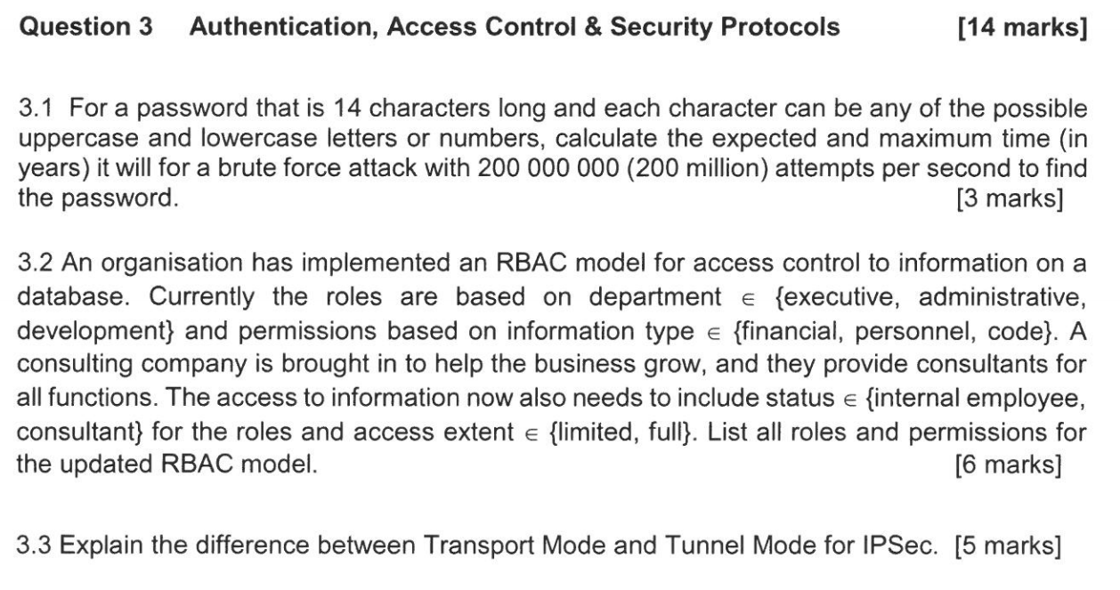 Solved Question 3 Authentication, Access Control & Security | Chegg.com