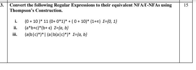 Solved 3. 15 Convert The Following Regular Expressions To | Chegg.com