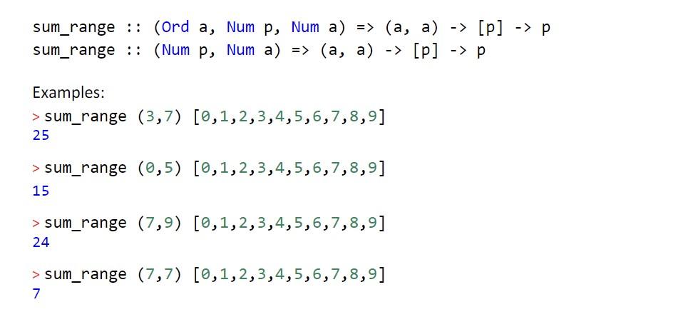Solved 2. sum_range −15% The function sum_range takes a | Chegg.com