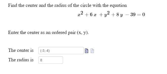 Solved Find the center and the radius of the circle with the | Chegg.com