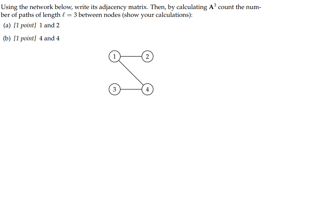 Solved Using the network below, write its adjacency matrix. | Chegg.com