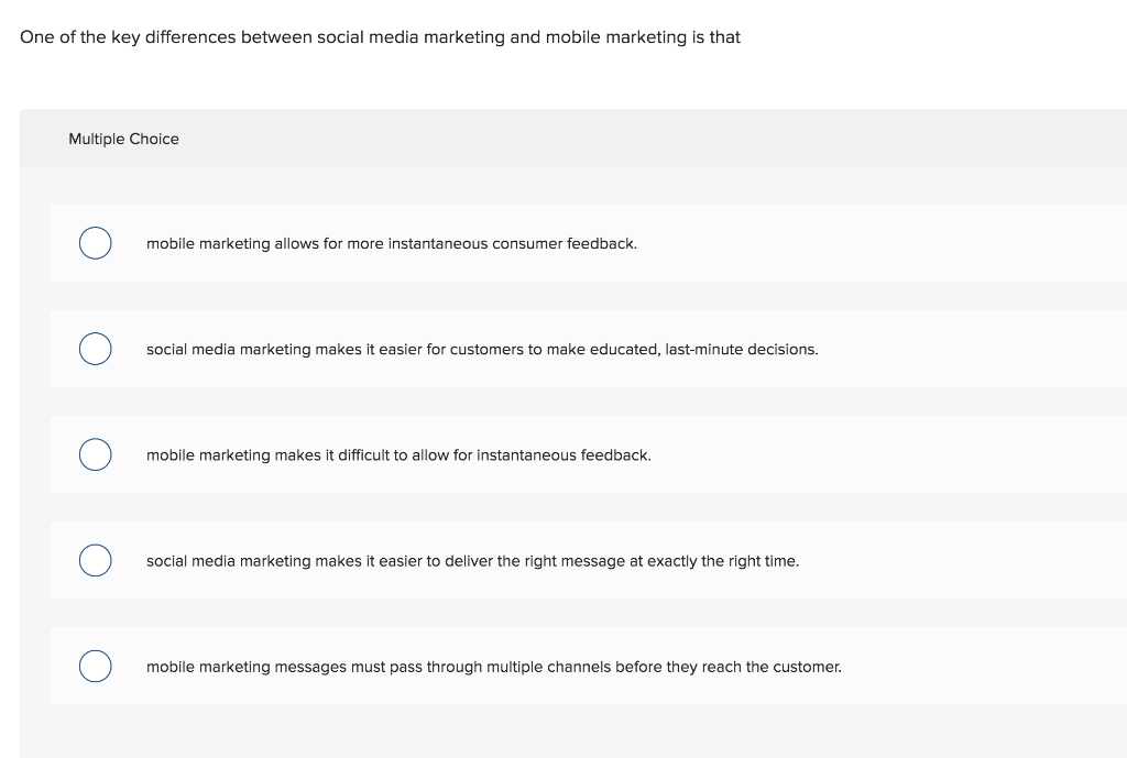 Solved One of the key differences between social media | Chegg.com