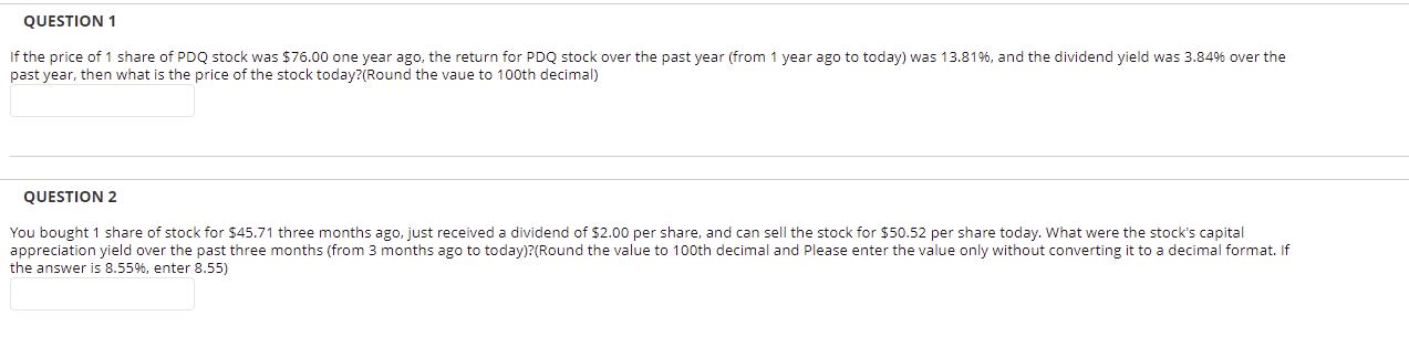 Solved QUESTION 1 If the price of 1 share of PDQ stock was | Chegg.com