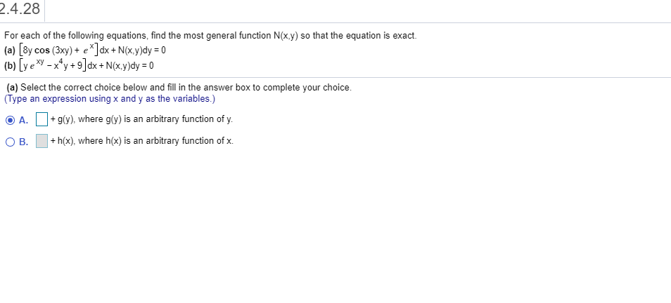 Solved 2 4 28 For Each Of The Following Equations Find T Chegg Com