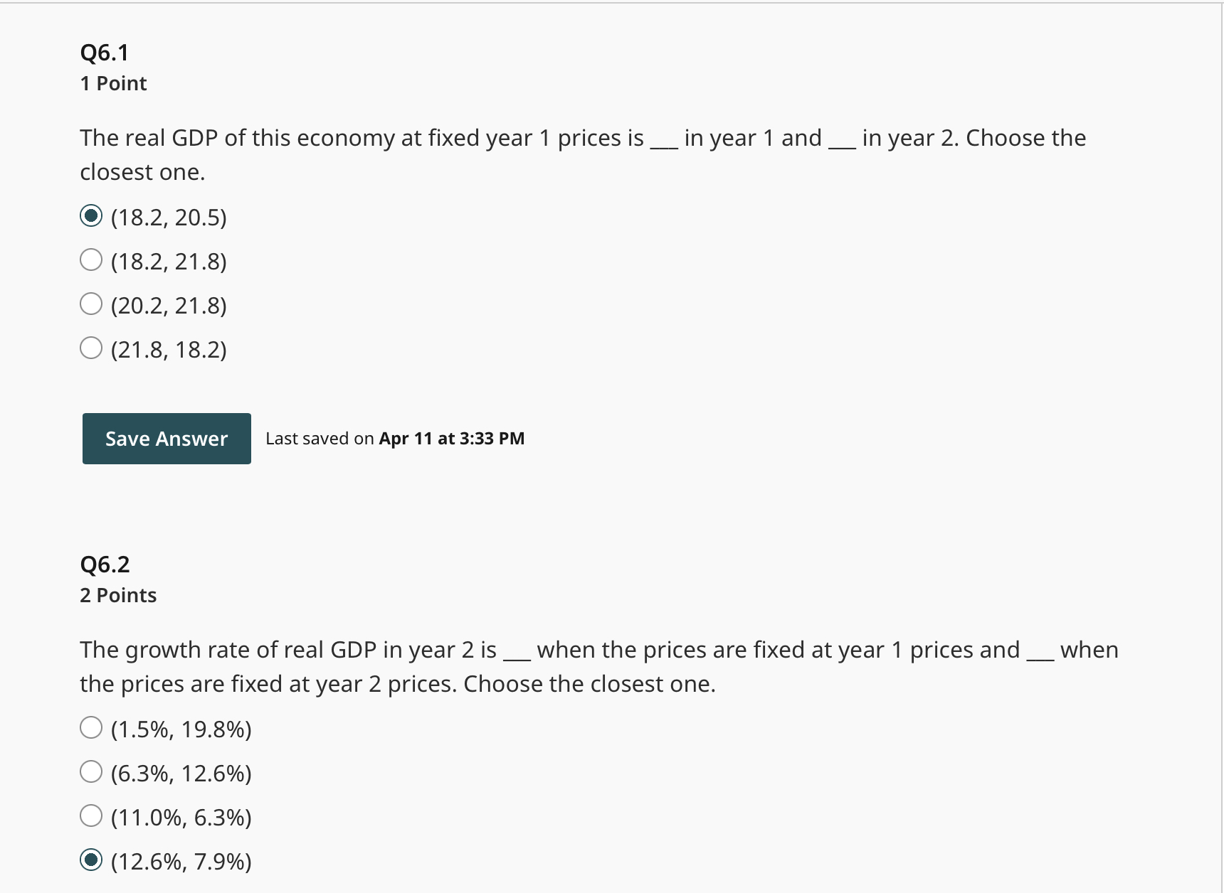 Solved Q1 1 Point A change in nominal GDP sums up changes in | Chegg.com