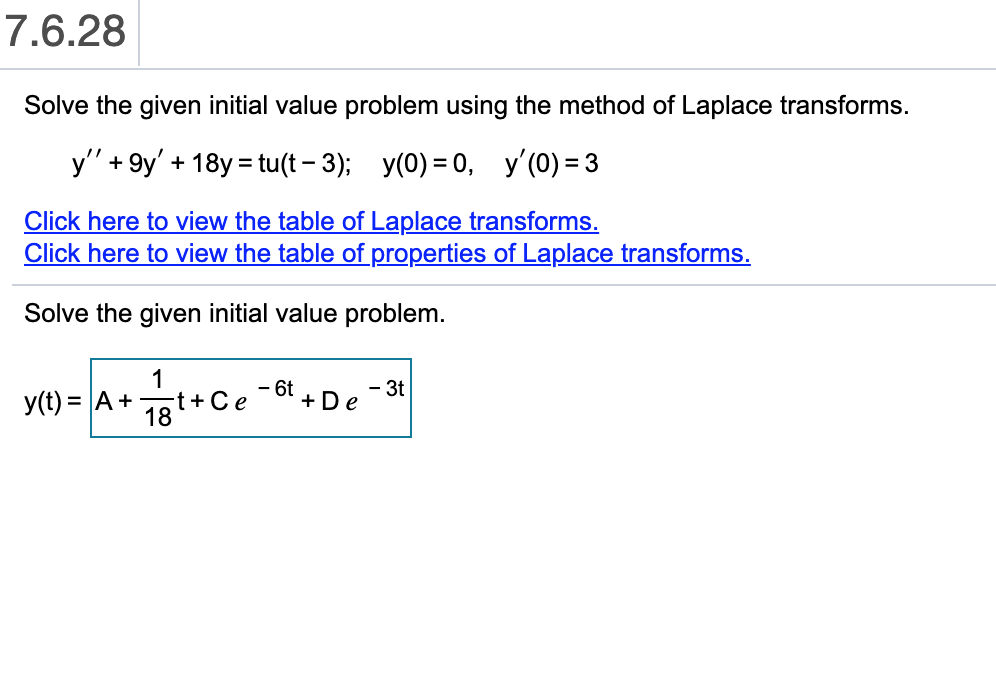 How To Solve Initial Value Problem Using Laplace Transform 7033