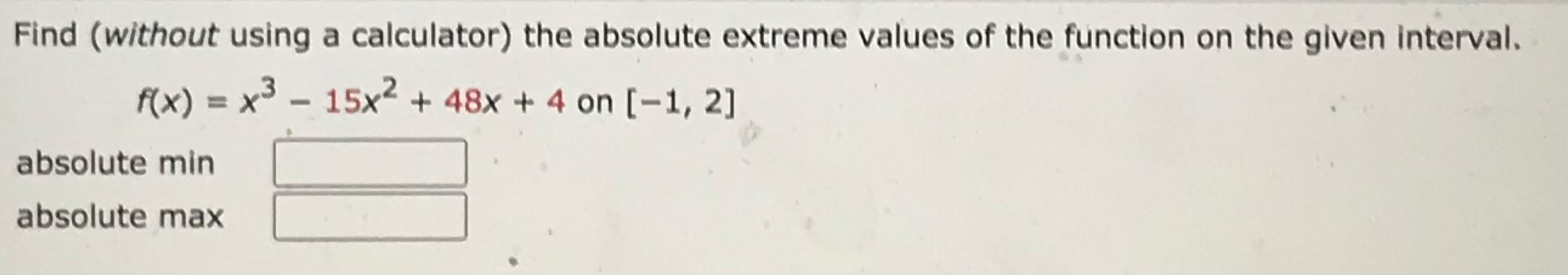 find absolute extreme values of a function on an interval calculator