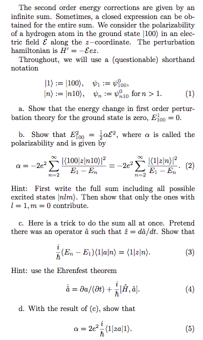 Solved The second order energy corrections are given by an | Chegg.com