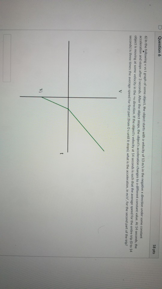Solved Question 5 18 pts In the following v vs t graph of | Chegg.com