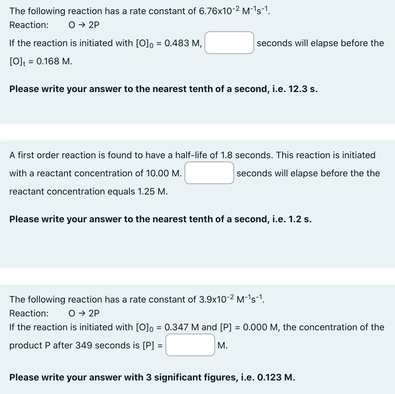 Solved The following reaction has a rate constant of | Chegg.com