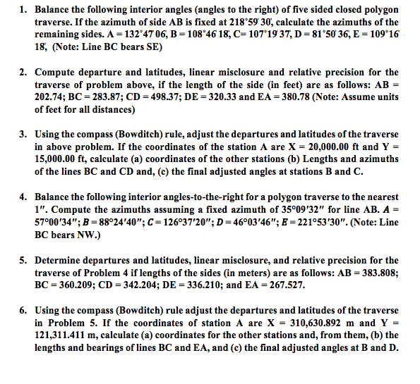 Solved 1. Balance the following interior angles (angles to | Chegg.com