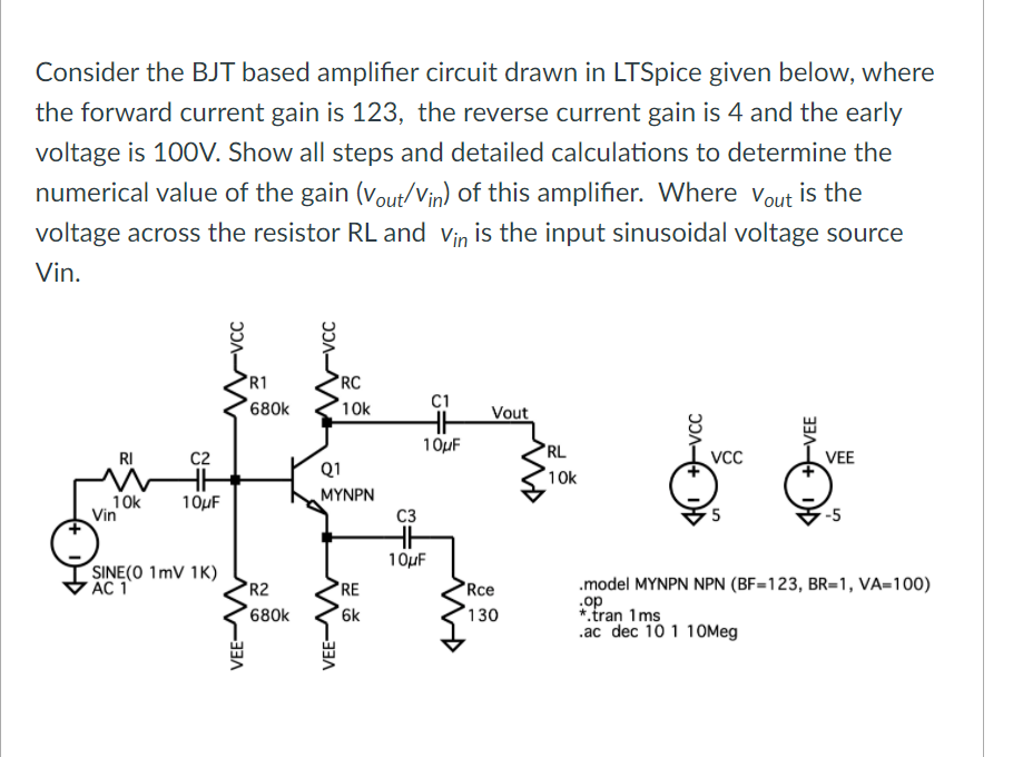 Solved Consider The BJT Based Amplifier Circuit Drawn In | Chegg.com