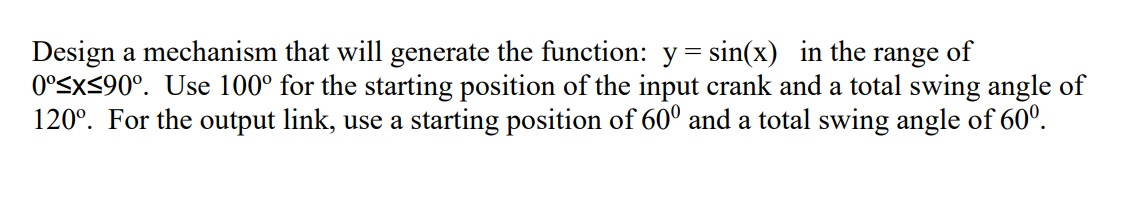 Solved Design a mechanism that will generate the function: | Chegg.com